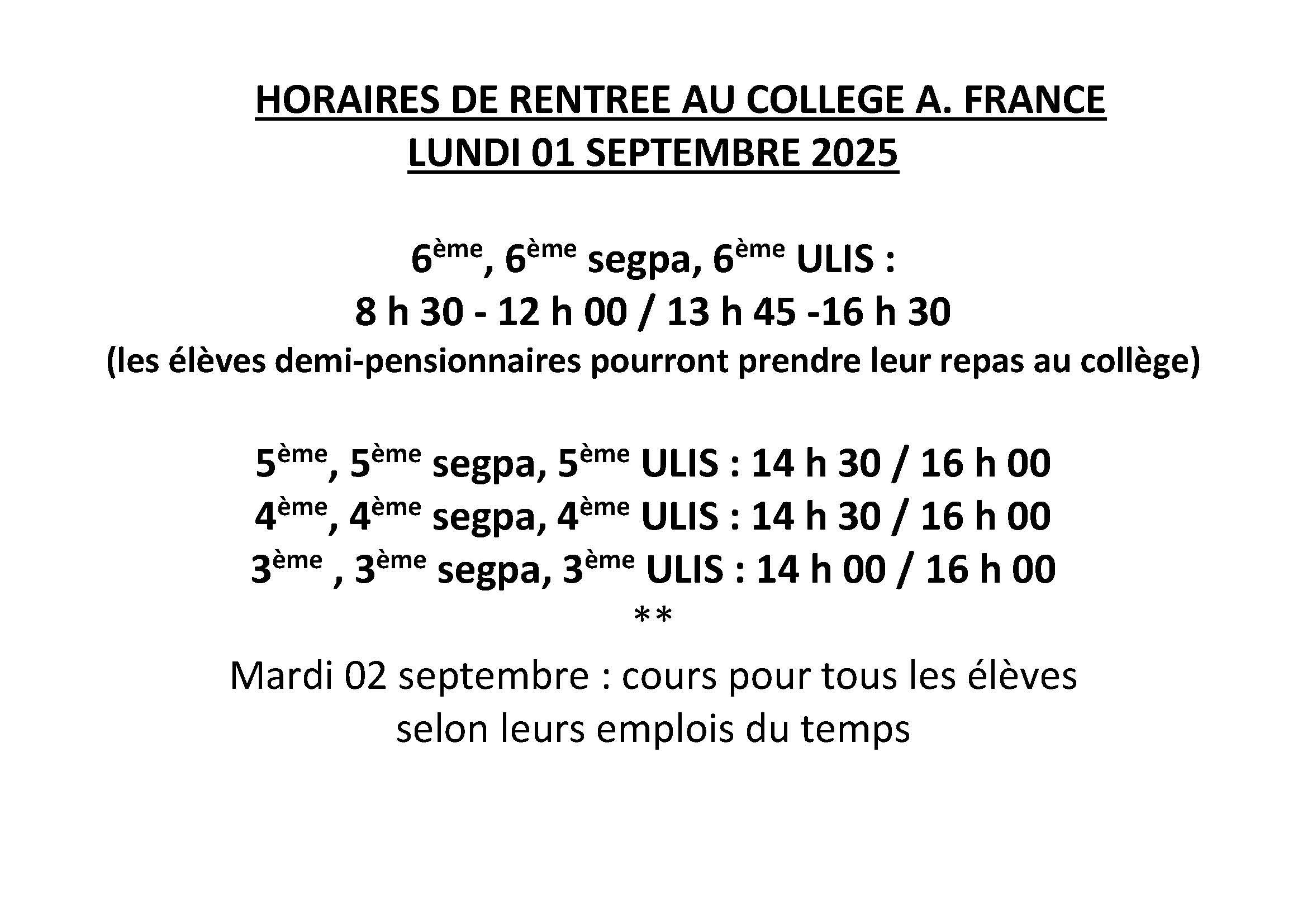 RENTREE SCOLAIRE 2025